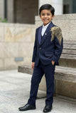 Royal Navy Blue Suit with Gold Bead Work For Boys