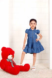 Classic Blue Denim Casual Dress For Girls