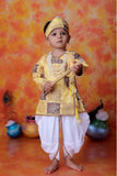 Yellow Krishna Janmashtami Printed kurta With Dhoti Set For Boys