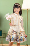 Dreamy Cream Cityscape Dress for Girls