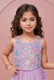 Lavender Sequins Embroidered And Stone Work Lehenga Choli Set For Girls