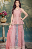Pink Sequins Embroidered Peplum Palazzo Set with Dupatta For Girls