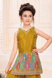 Mustard Zari Embroidered And Sequins Palazzo Set For Girls