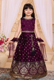 Wine With Gold Embroidered Lehenga Choli for Girls