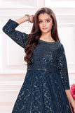 Navy Blue Sequined Long Ethnic Gown For Girls