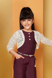 Maroon Palazzo Set with Crochet Shrug For Girls
