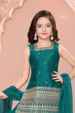 Rama Green Embroidered Palazzo Set For Girls