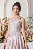 Onion Pink Sequin Embellished Gown For Girls
