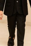 Classic Ethnic Black Embroidered Indo-Western Sherwani Style Suit For Boys