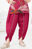Rani Pink Floral Printed And Sequins Work Dhoti Set For Girls