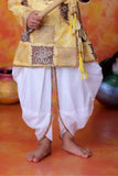 Yellow Krishna Janmashtami Printed kurta With Dhoti Set For Boys