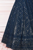 Navy Blue Sequined Long Ethnic Gown For Girls