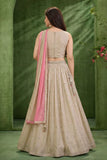 Premium Cream Embroidered Lehenga Choli with Dupatta For Girls