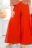 Orange Embroidered Crop Top with Jacket and Palazzo Set For Girls