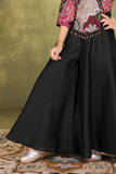 Black & Multicolor Embroidered Palazzo Set For Girls
