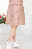 Peach Floral Embroidered Dress For Girls