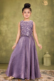 Lavender Organza Palazzo Set with Bead & Sequins Work Top For Girls