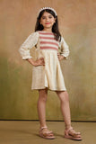 Cream Crochet Dress with Zigzag Yoke Detail Dress For Girls