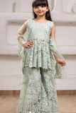 Elegant Green Floral Embroidered And Mirror Work Palazzo Set for Girls