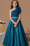 Designer Blue Floral Appliqué Party Wear Gown For Girls