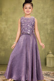 Lavender Organza Palazzo Set with Bead & Sequins Work Top For Girls