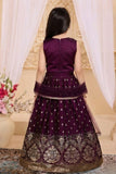 Wine With Gold Embroidered Lehenga Choli for Girls