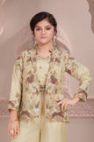 Cream Embroidered Jacket Palazzo Set for Girls