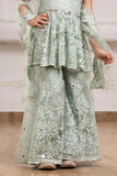 Elegant Green Floral Embroidered And Mirror Work Palazzo Set for Girls