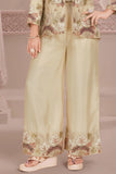 Cream Embroidered Jacket Palazzo Set for Girls