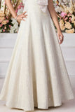 Cream Sequin Gown with Statement Bow and Shimmer Detailing For Girls