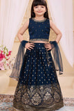 Navy Blue With Gold Embroidered Lehenga Choli for Girls