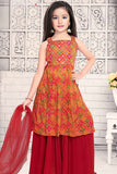 Elegant Red Mirror Work Palazzo Set for Girls