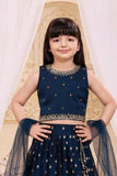 Navy Blue With Gold Embroidered Lehenga Choli for Girls