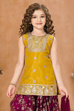 Mustard And Wine Sequins Embroidered Patiala Set For Girls