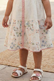 Cream Floral Strappy Dress for Girls