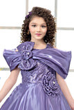 Purple Sequin Embellished Princess Gown For Girls