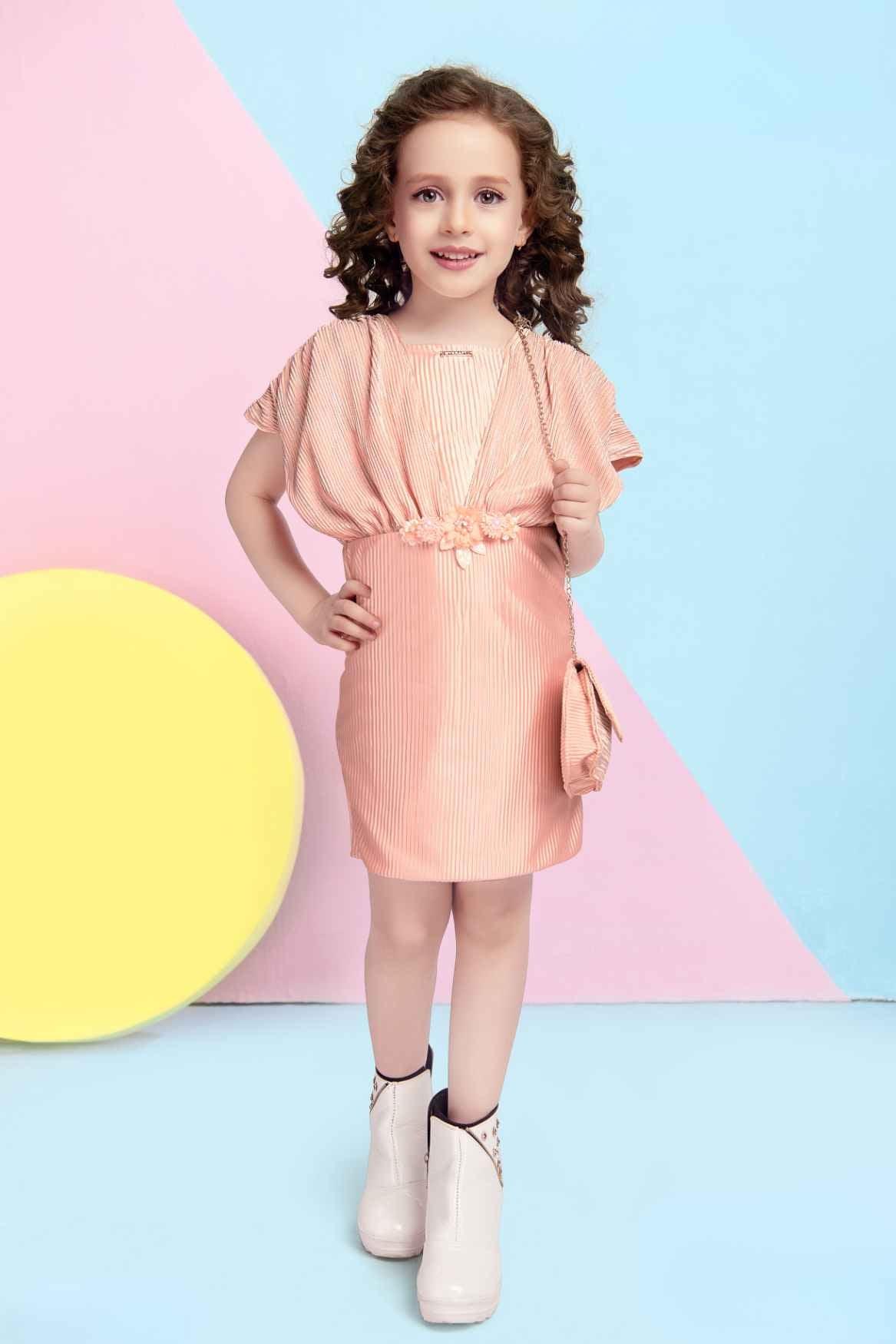 Peach Satin Midi Dress With Sling bag For Girls Peach Satin Midi Dress With Sling bag For Girls