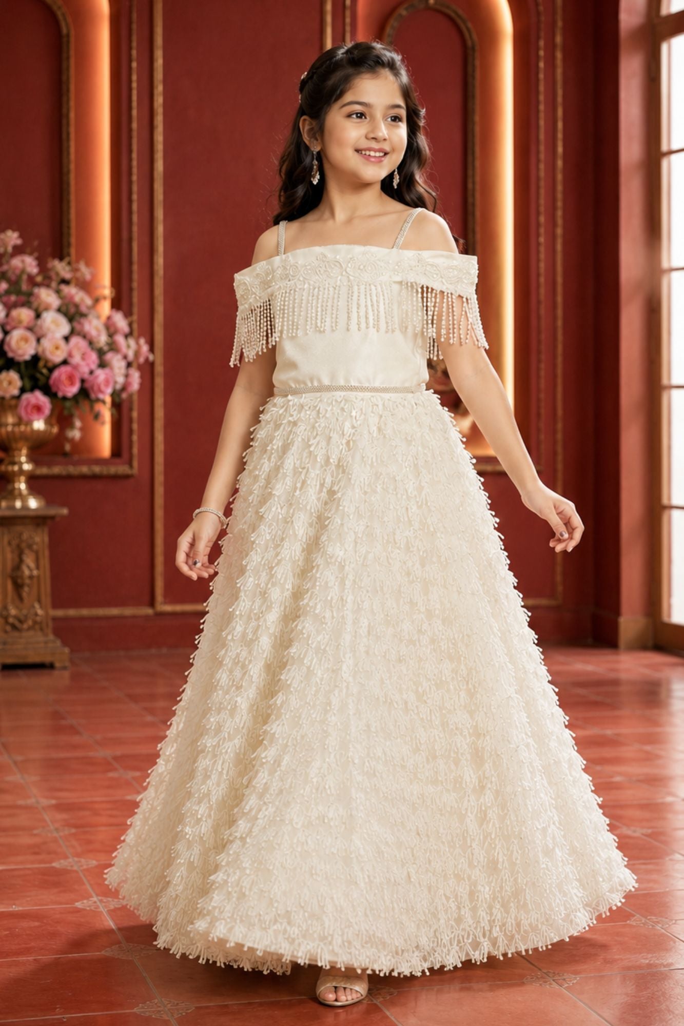 party wear skirt dress Long party dress with rhinestone embroidered top