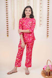 Pink Floral Printed Co-ord Set For Girls - Lagorii Kids