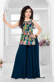 Stylish Blue Embroidered And Sequin Palazzo Set For Girls