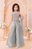 Grey Palazzo Set with Multicolor Embroidered Top and Dupatta