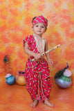 Red Striped Krishna Janmashtami Dhoti Set For Boys