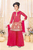 Elegant Rani Pink Sequins Embroidered Palazzo Set With Dupatta For Girls
