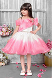 Pink And White Off-Shoulder Party Frock For Girls