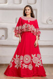 Designer Red Lehenga Choli with Embroidered Cape For Girls