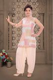 Peach Kurta With Patiala Bottom For Girls
