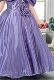 Purple Sequin Embellished Princess Gown For Girls