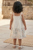 Cream Floral Strappy Dress for Girls