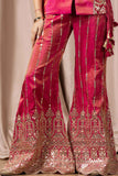 Luxe Pink Mirror Work And Zari Embroidered Palazzo Set For Girls