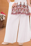 White Sequin Embroidered Palazzo Set with Dupatta For Girls